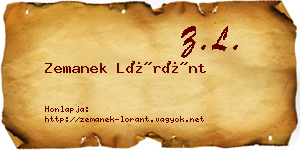 Zemanek Lóránt névjegykártya